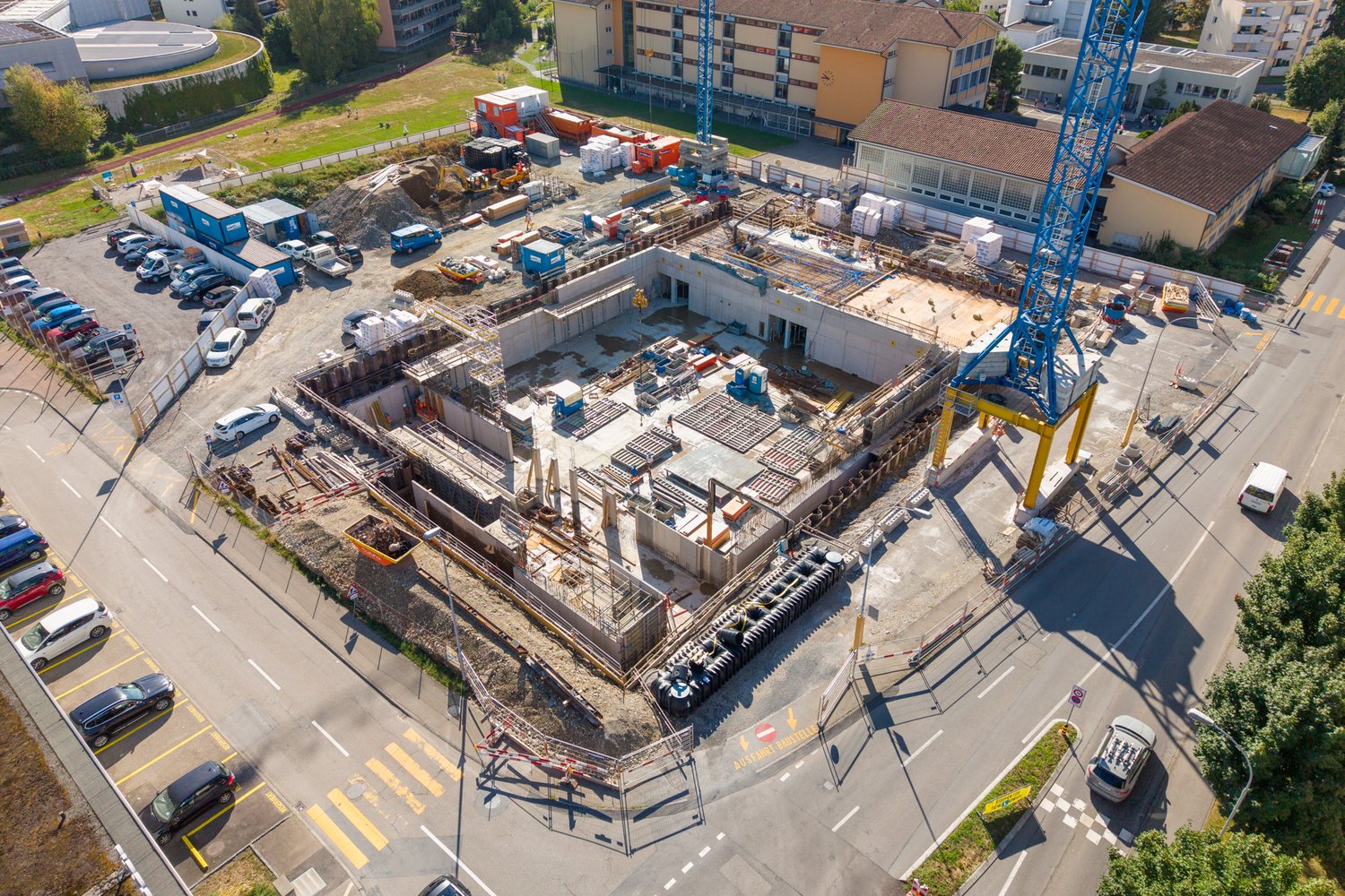 Drohnenaufnahme der Baustelle in Emmenbrücke