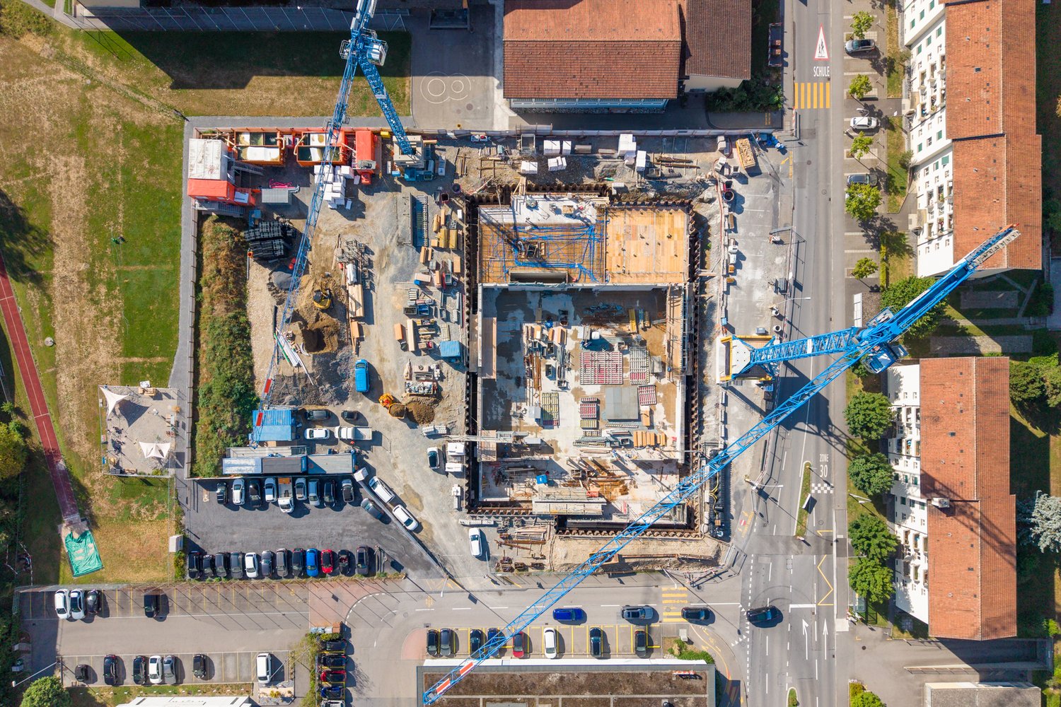 Drohnenaufnahme der Baustelle in Emmenbrücke