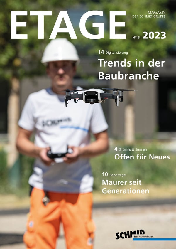 Titelbild des Kundenmagazin ETAGE 2023 der Schmid Gruppe