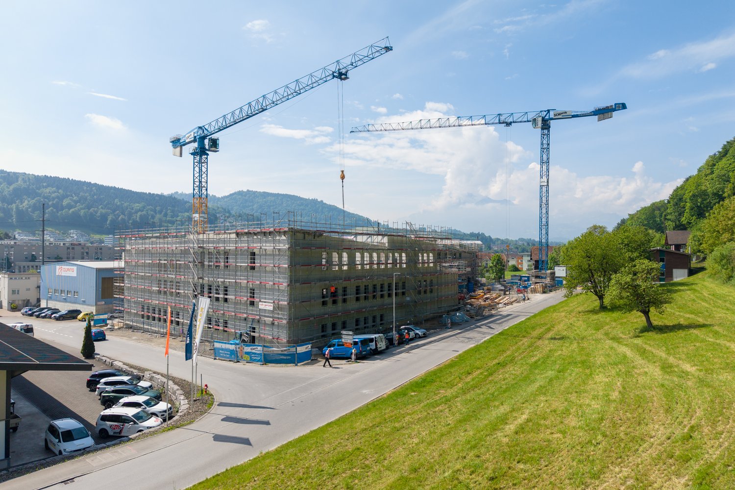 Blick auf den fertigen Rohbau