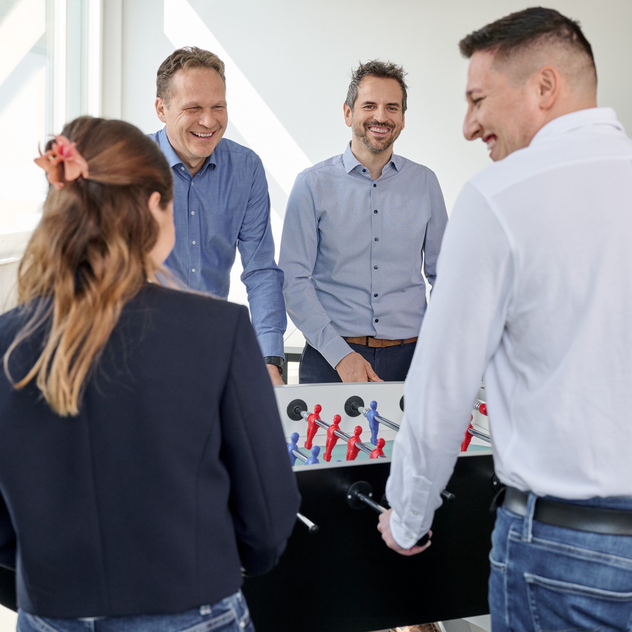 Mitarbeiter der Immobilien in der Pause