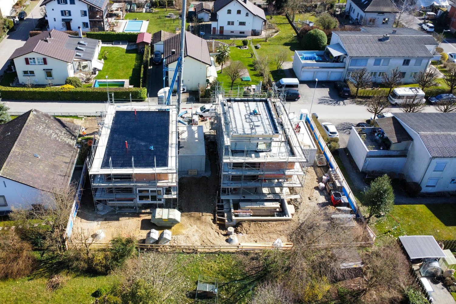 Luftaufnahme des Rohbaues