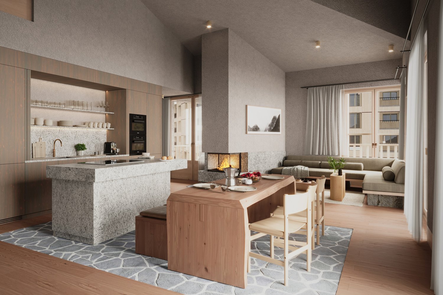 Küche und Essen im Haus Tova in Andermatt