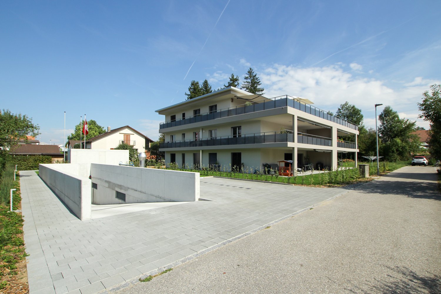 Fassade des Mehrfamilienhauses Schachenstrasse in Bibrist