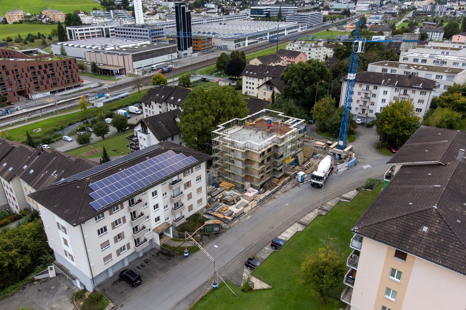 Luftaufnahmen der Baustelle Buchfeldstrasse 20 in Buchrain