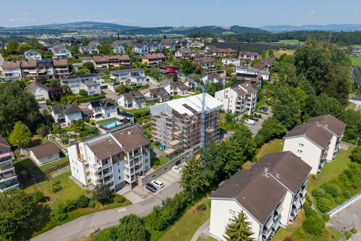 Drohnenaufnahme Buchfeldweg in Buchrain