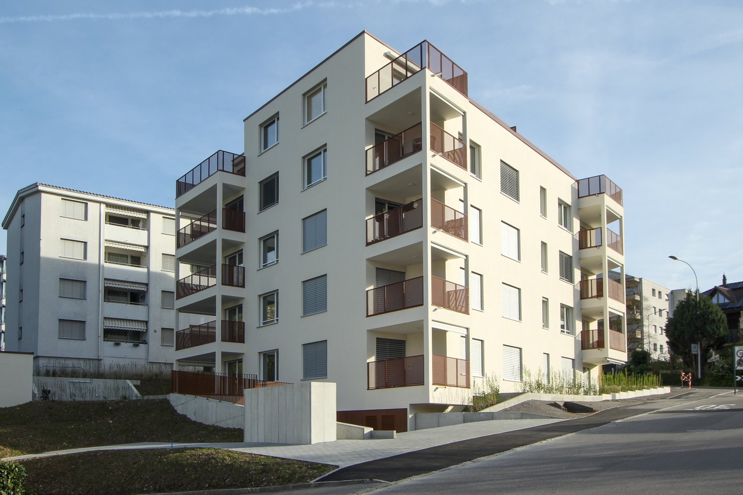 Fassade des Neubaus Kirchbreitenstrasse in Buchrain