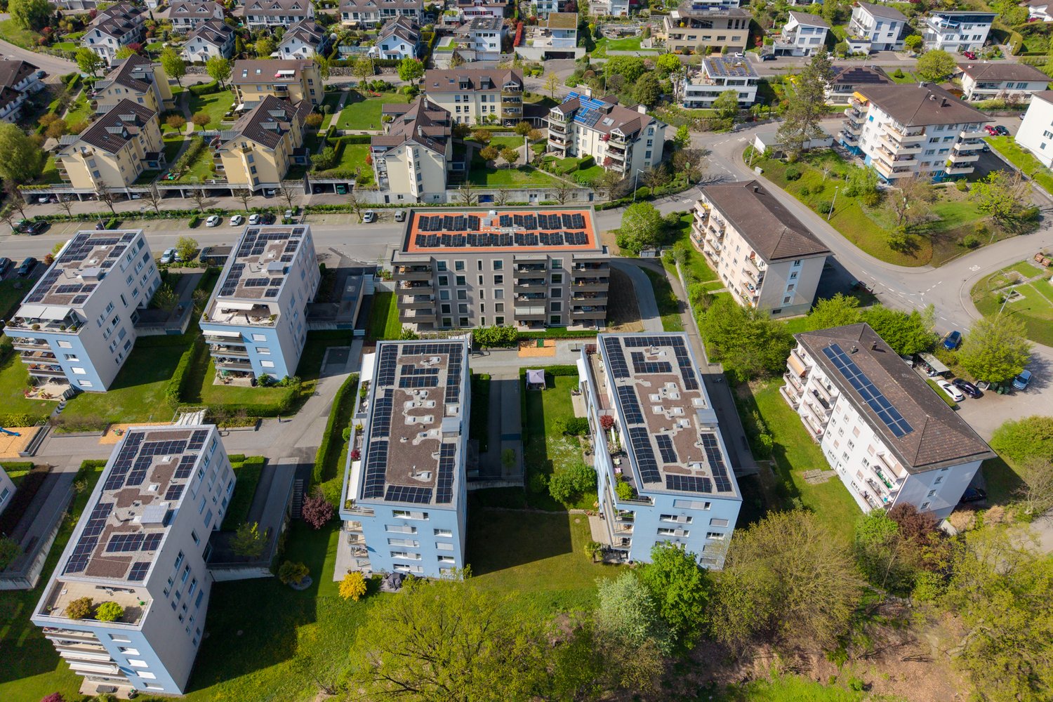 Drohenaufnahme der Überbauung Nielsenstrasse in Buchrain