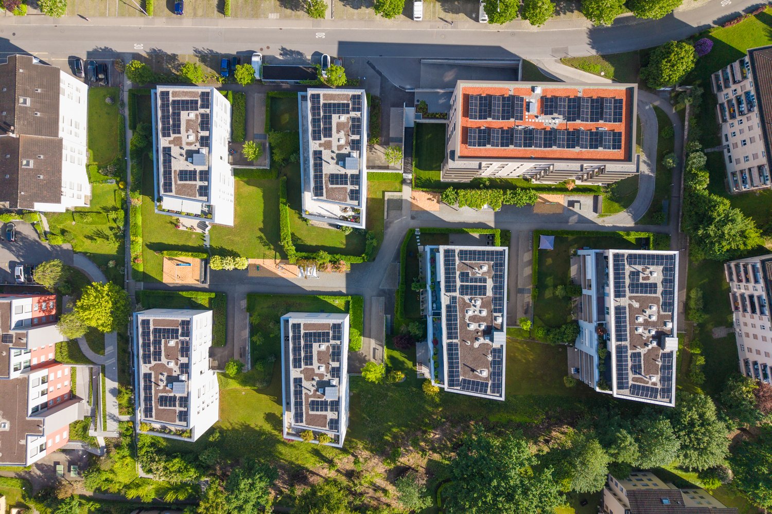 Dachaufsicht der Überbauung Nielsenstrasse in Buchrain