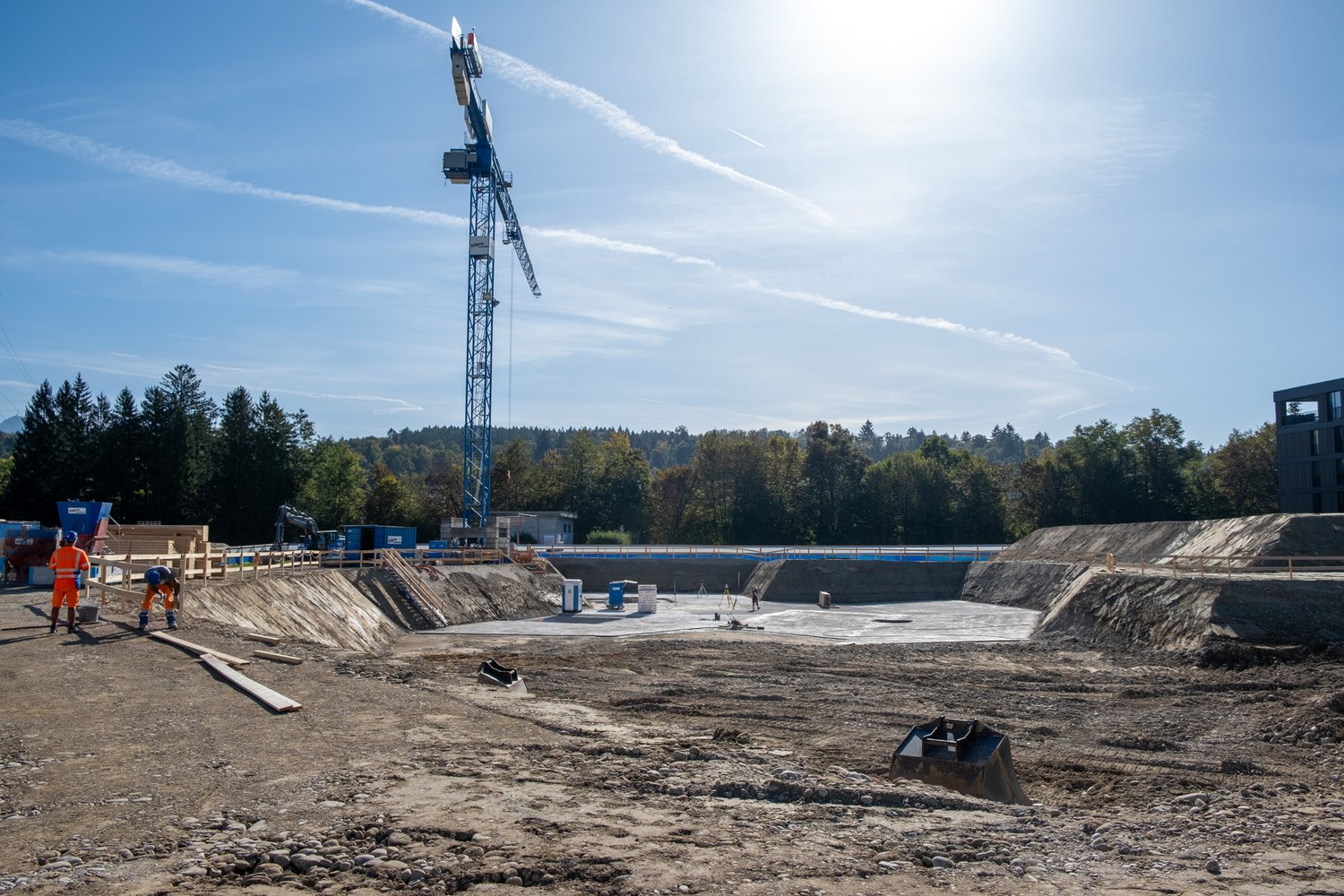 Baugrubenaushub der 2. Etappe Grünmatt in Emmen