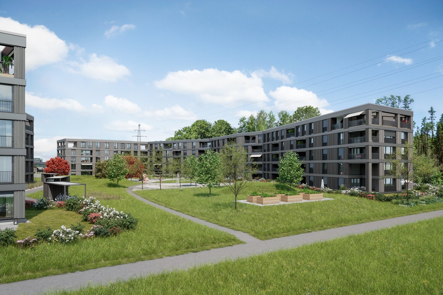 Aussenvisualisierung der dritten Etappe Grünmatt in Emmen