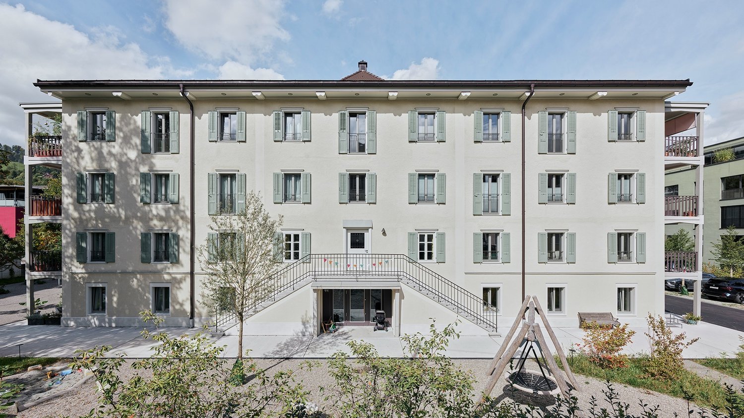 Fassade der sanierten Alten Ziegelei in Kriens