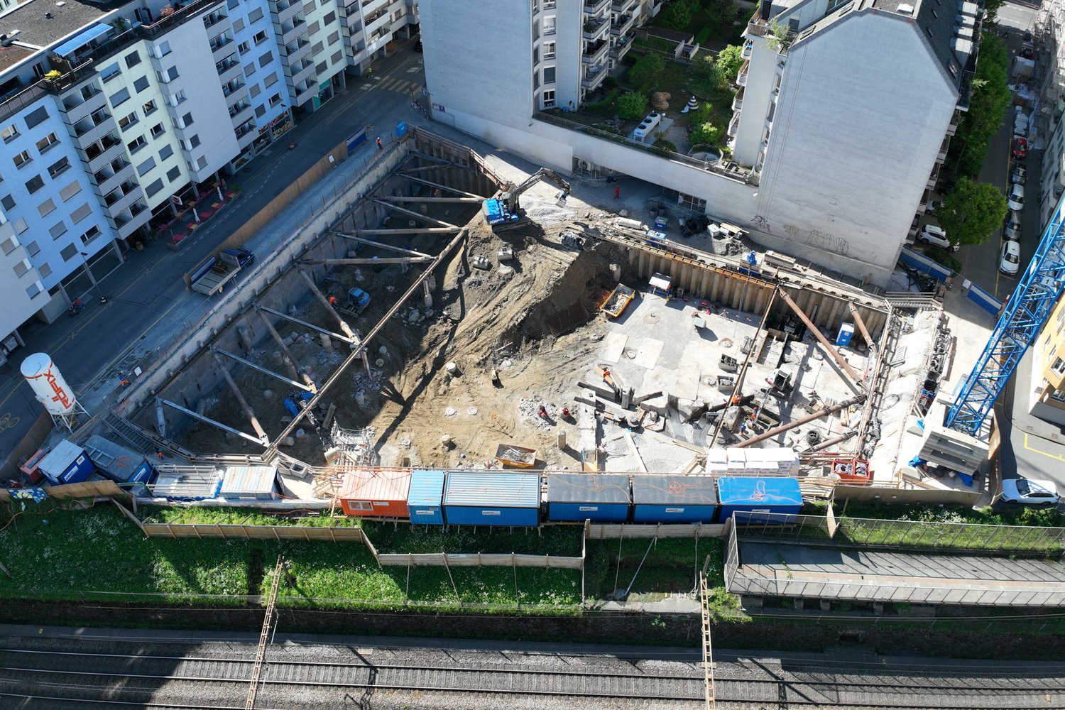 Drohnenaufnahme des Baufeldes in der Bleicherstrasse in Luzern