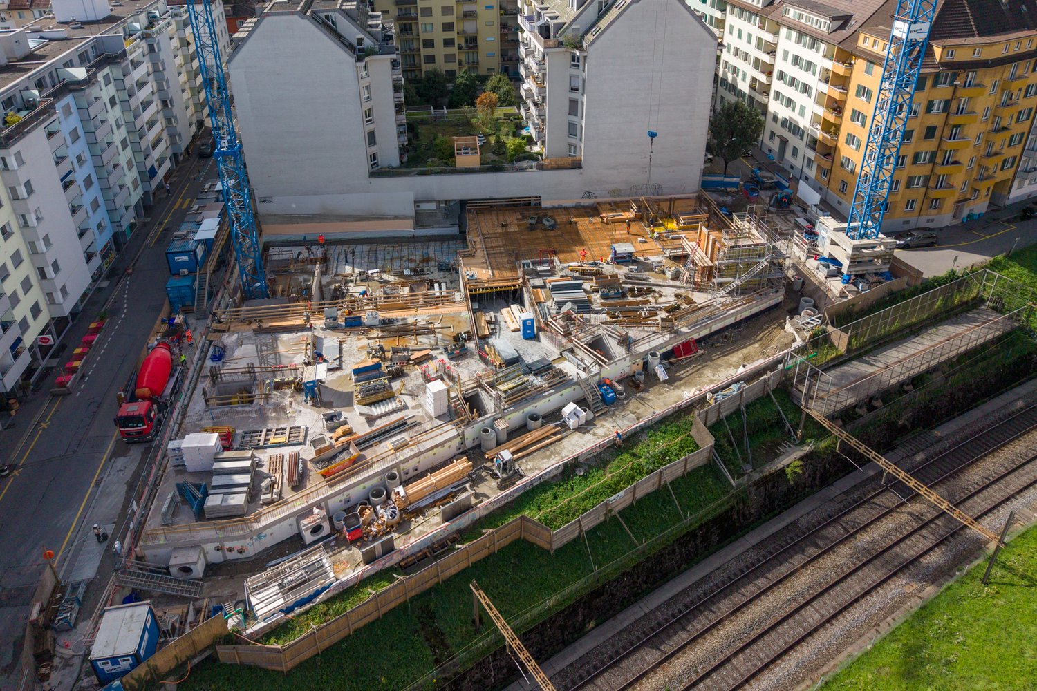 Drohnenaufnahme Bleicherstrasse in Luzern - September