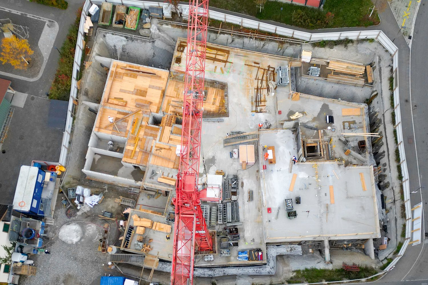 Drohnenaufnahme der Baustelle in Mettmenstetten