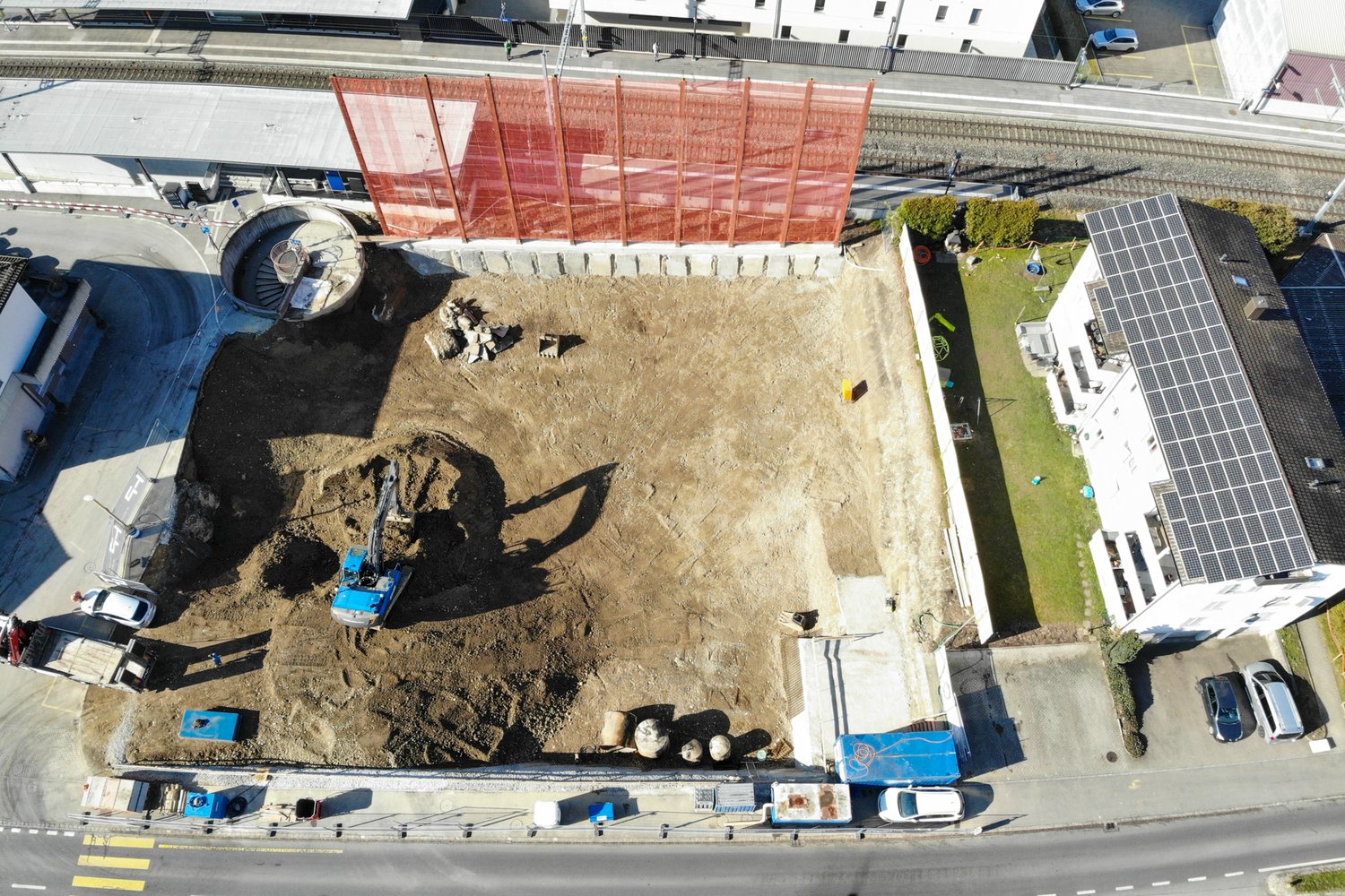 Drohnenaufnahme vom Bauplatz in Nebionn