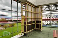 Unterkonstruktion der hinterlüfteten Fassade bei der Überbauung Rütipark in Rain
