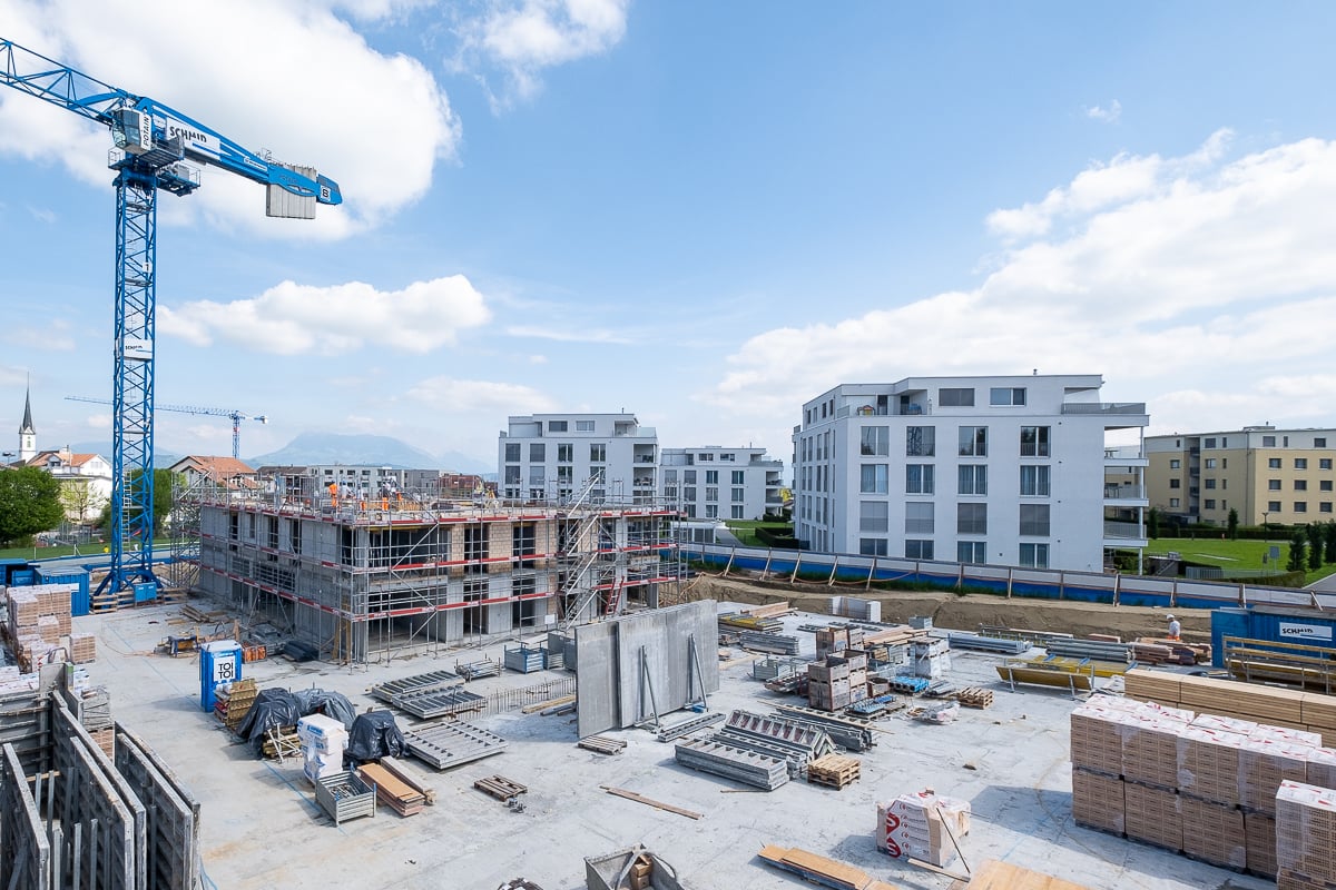 Baumeisterarbeiten bei der Baustelle Rütipark in Rain