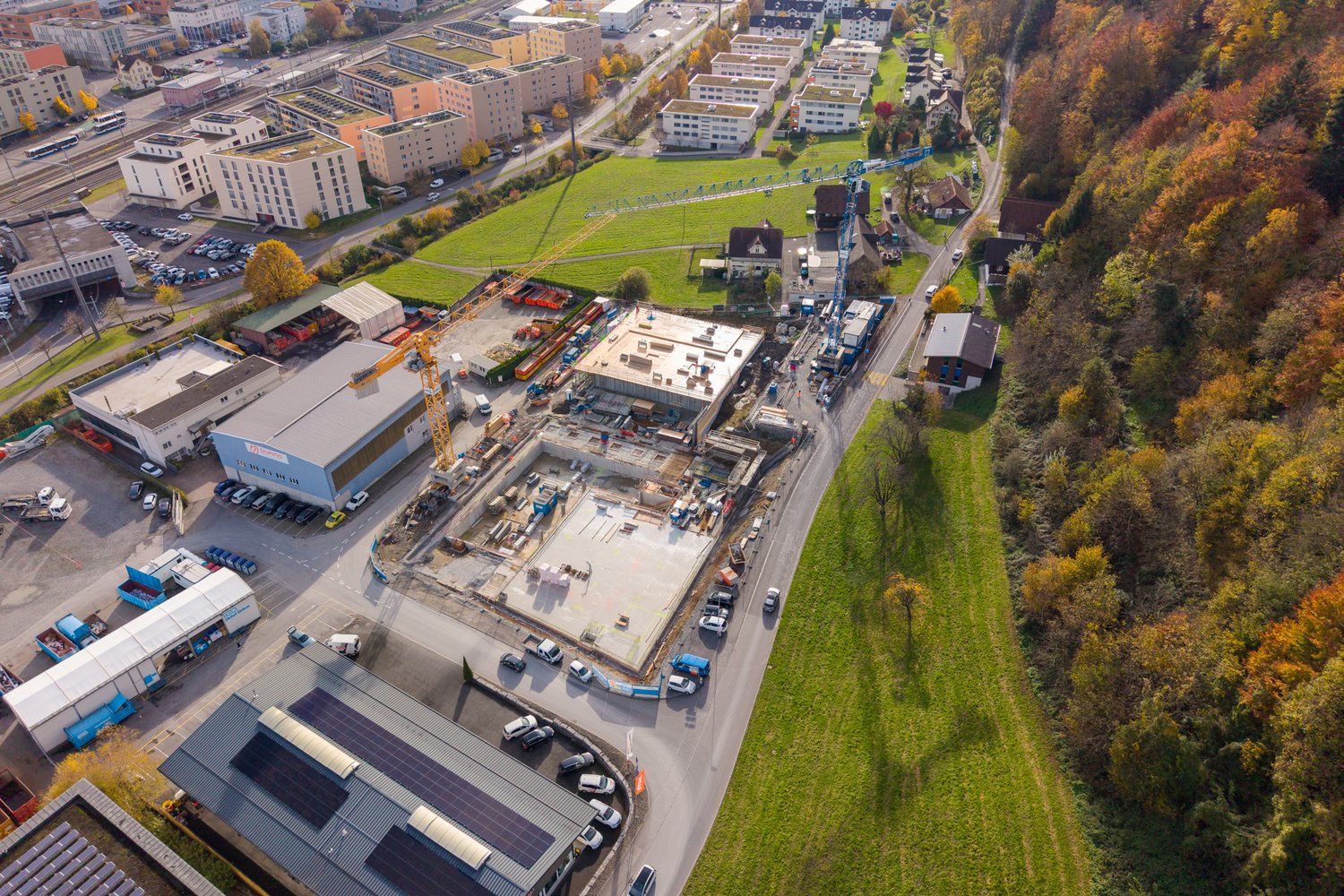 Drohnenaufnahme vom Bauplatz Ronmatt in Ebikon