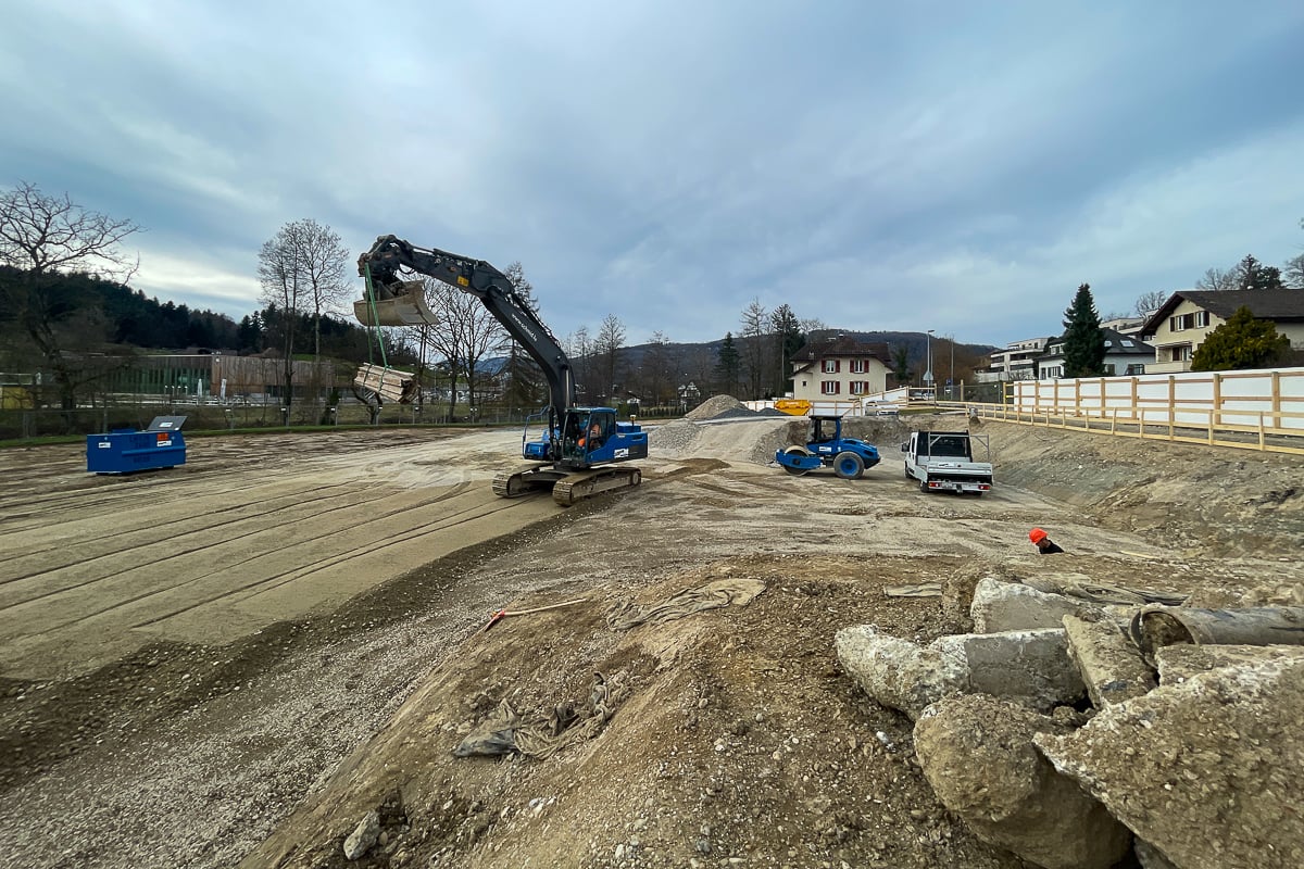 Baugrubenaushub beim Bornapark in Rothrist