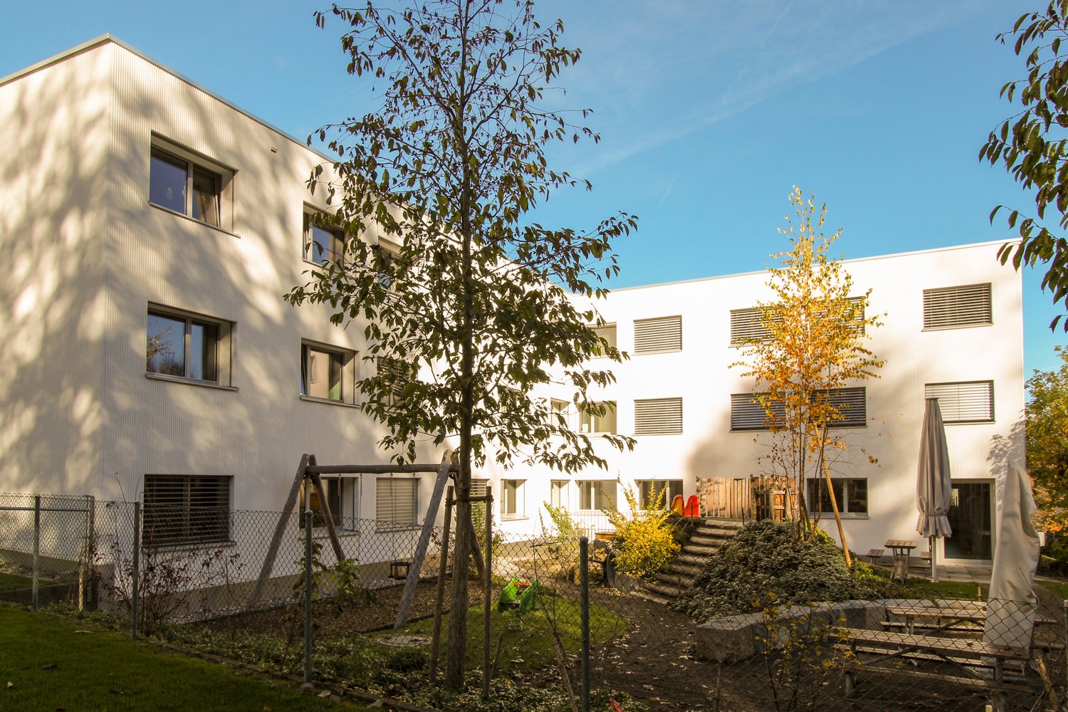 Innenhof bei der Überbauung Langmatt in Rotkreuz