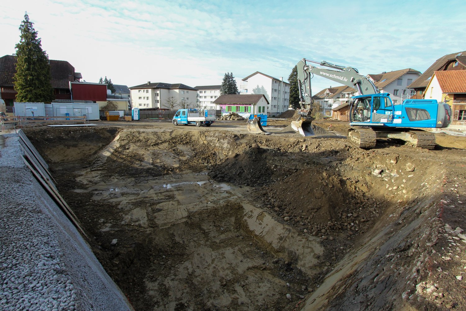 Baugrubenaushub in der Rosswöschstrasse in Ruswil