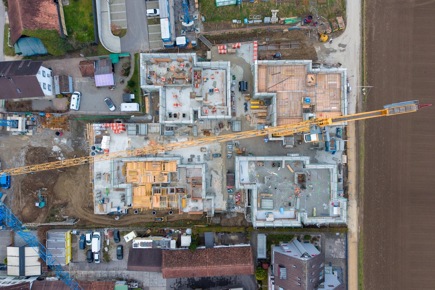 Drohnenaufnahme vom Baufeld in Schafisheim