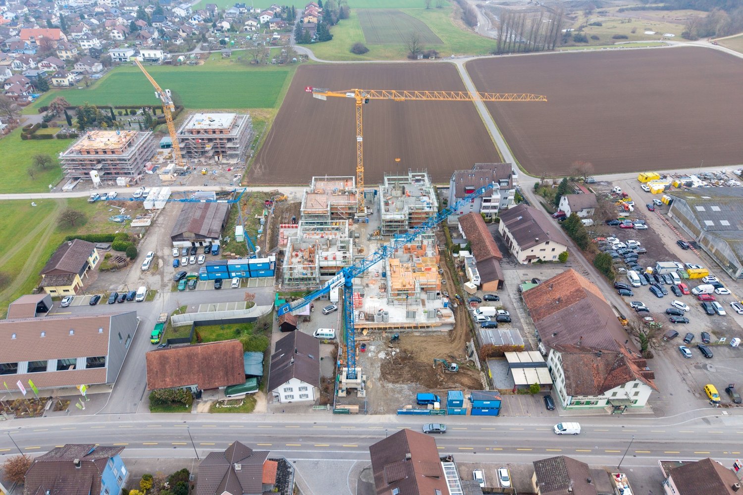 Drohnenaufnahme vom Baufeld in Schafisheim