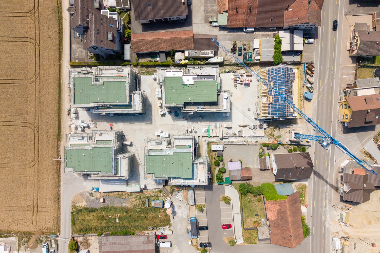 Drohnenaufnahme vom Bauplatz in Schafisheim
