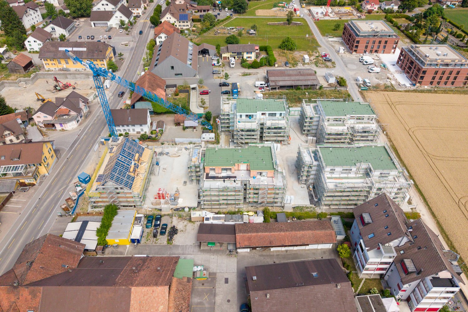 Drohnenaufnahme vom Bauplatz in Schafisheim