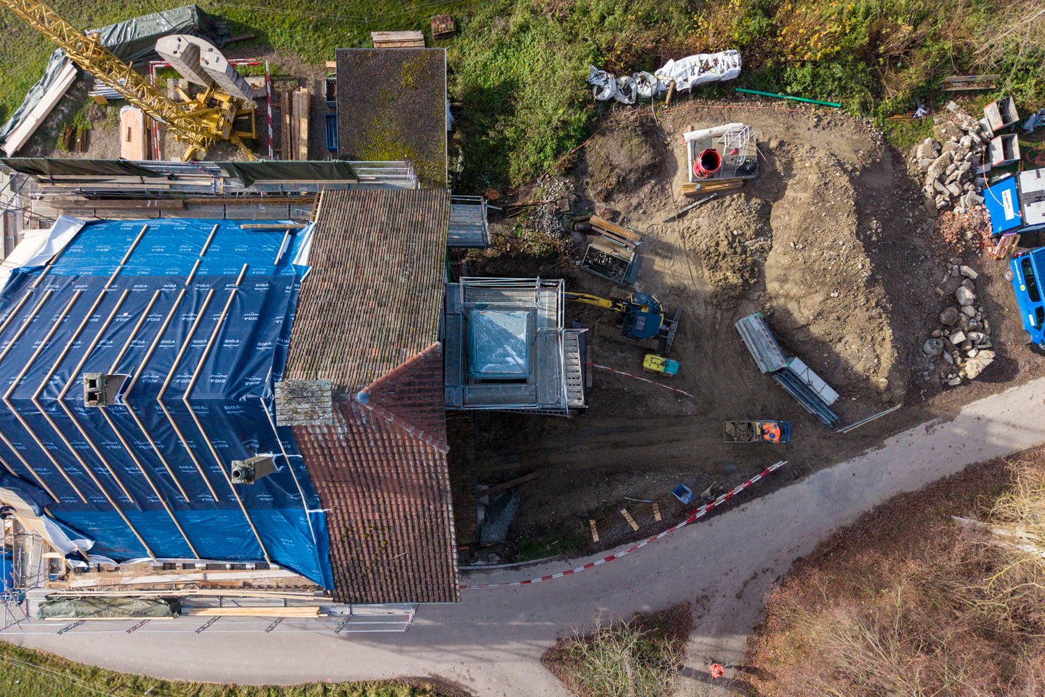 Drohenaufnahme der Ronmühle Schötz - Umbau