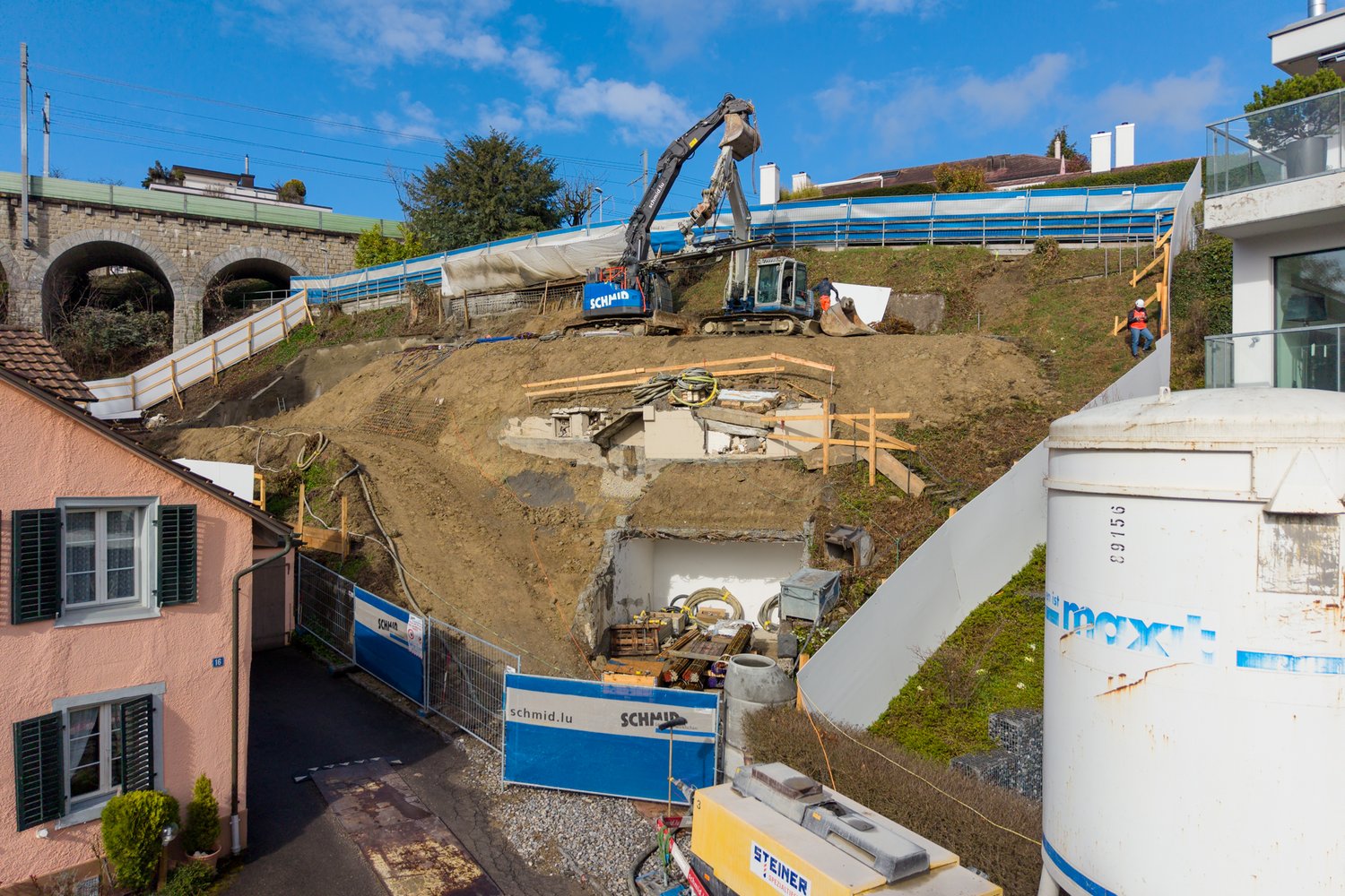 Drohnenaufnahme vom Bauplatz in Thalwil