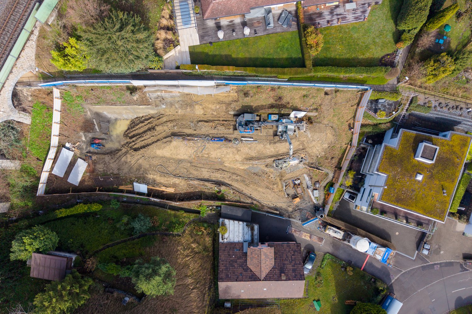Drohnenaufnahme vom Bauplatz in Thalwil