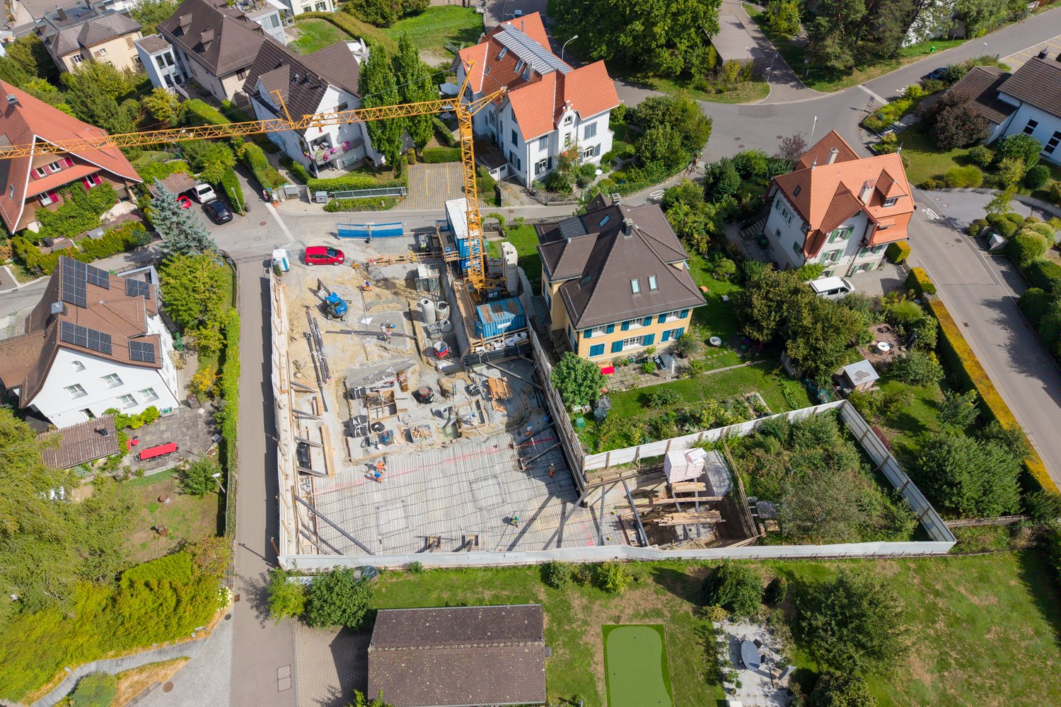 Drohnenaufnahme des Bauplatzes in Wädenswil