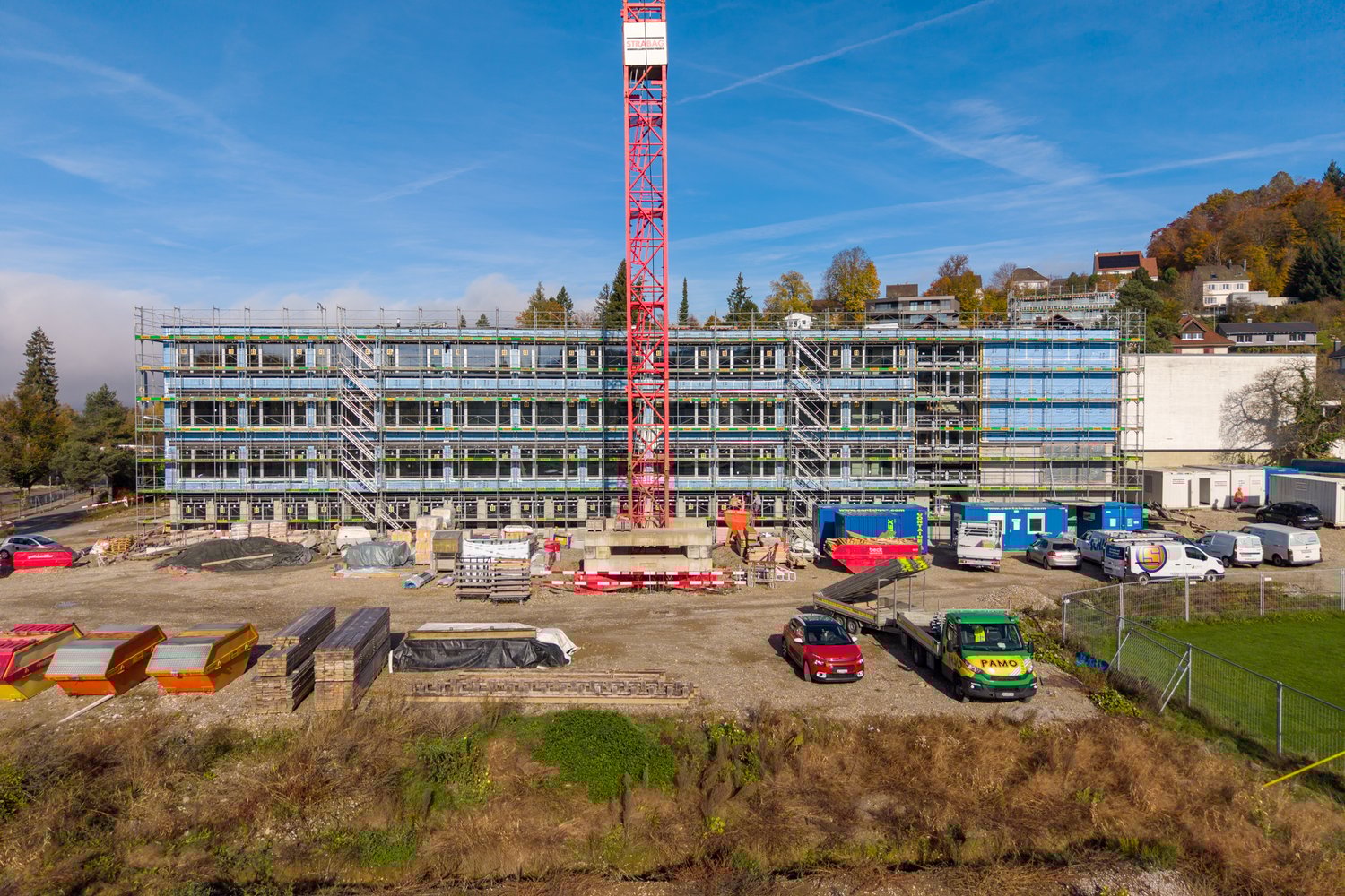 Fassade des Neubaus Oberstufenschulhaus OEZ A in Zofingen