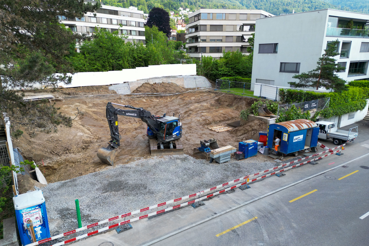 Tiefbauarbeiten beim Neubau eine MFH in Zug