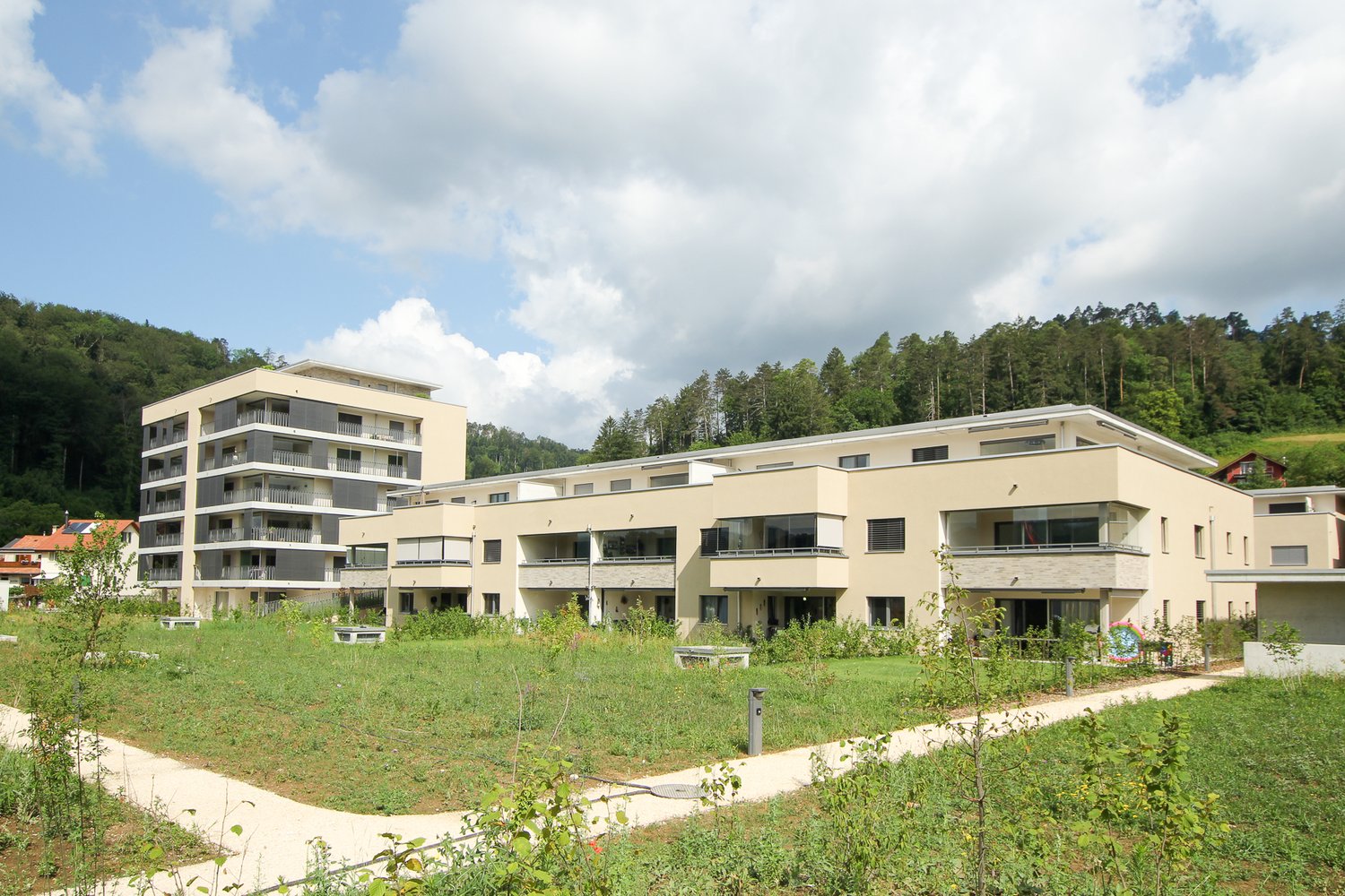 Blick auf die Überbauung Papiri in Zwingen