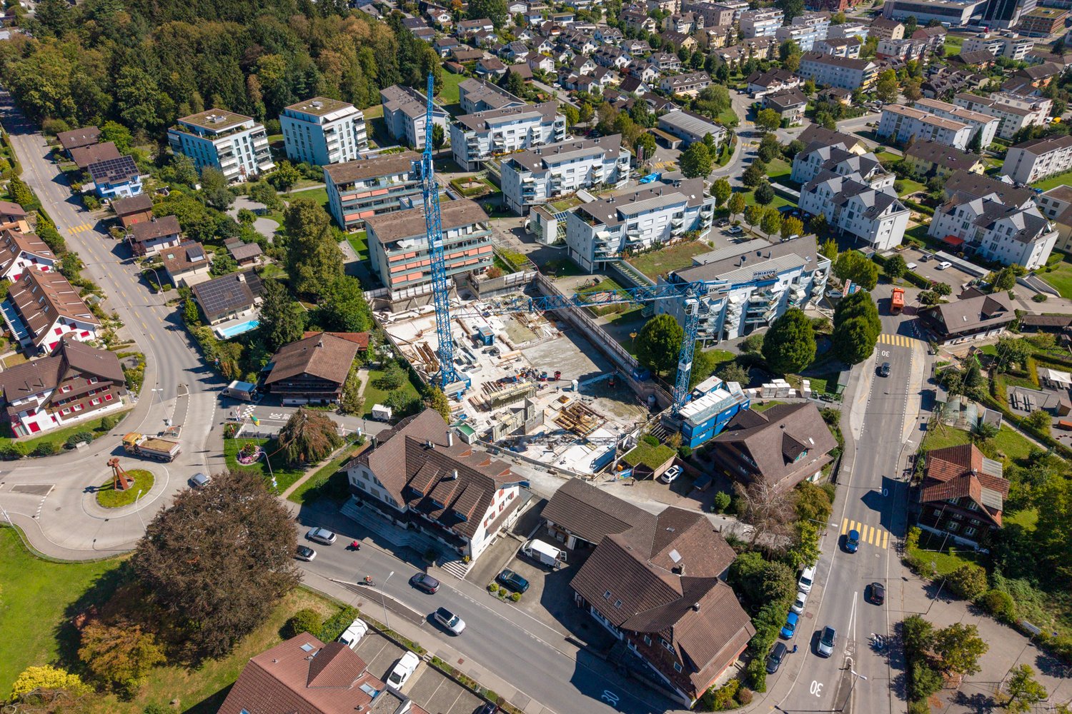 Drohnenaufnahme Baustelle Oase in Buchrain
