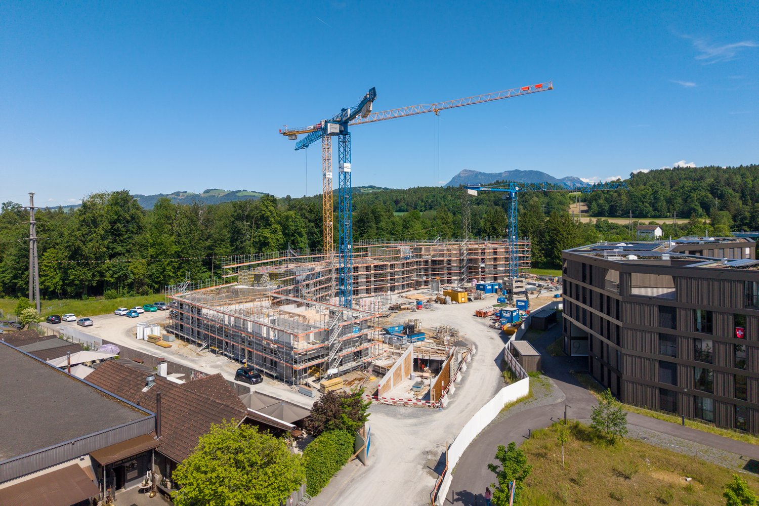 Sicht auf Baustelle 3. Etappe der Wohnüberbauung Grünmatt