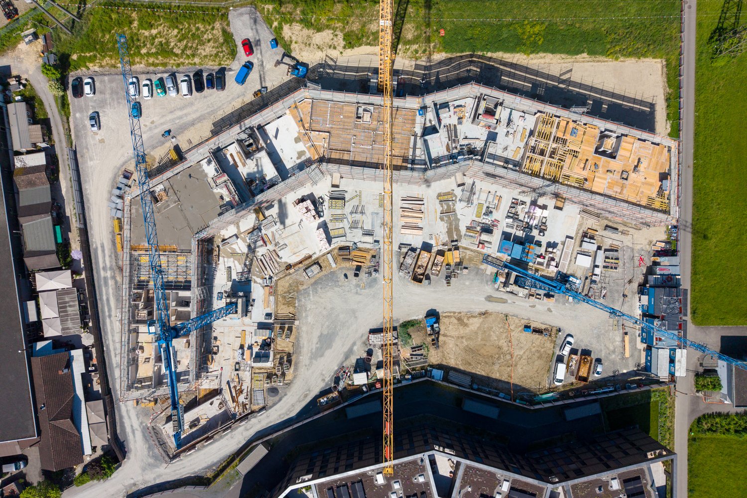 Vogelperspektive auf Baustelle 3. Etappe Grünmatt