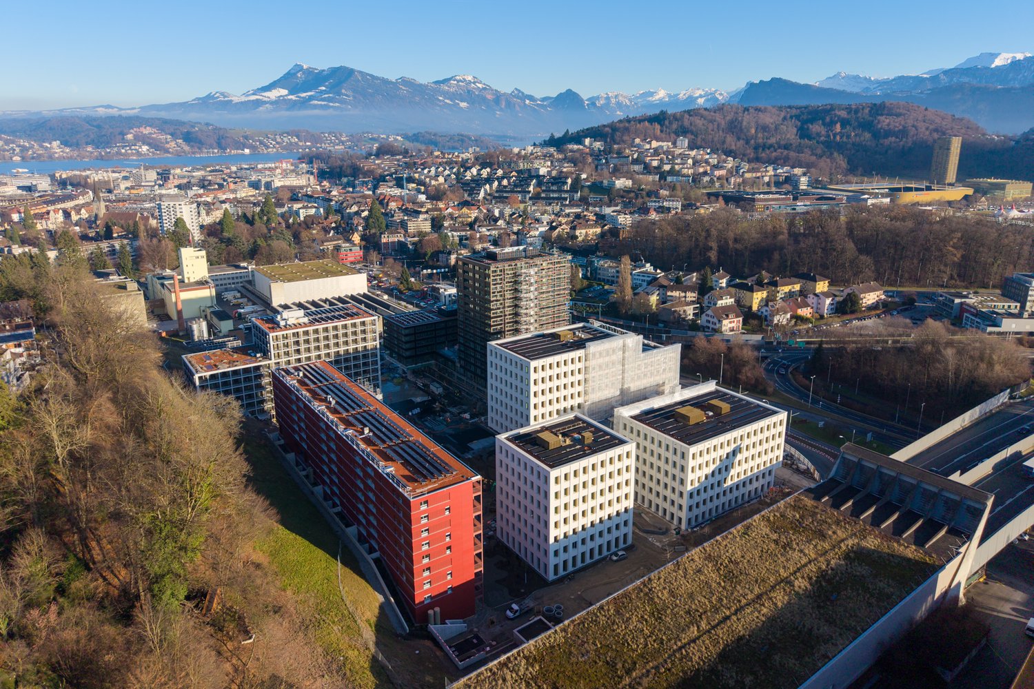 Drohnenaufnahme der Überbauung West Eichhof