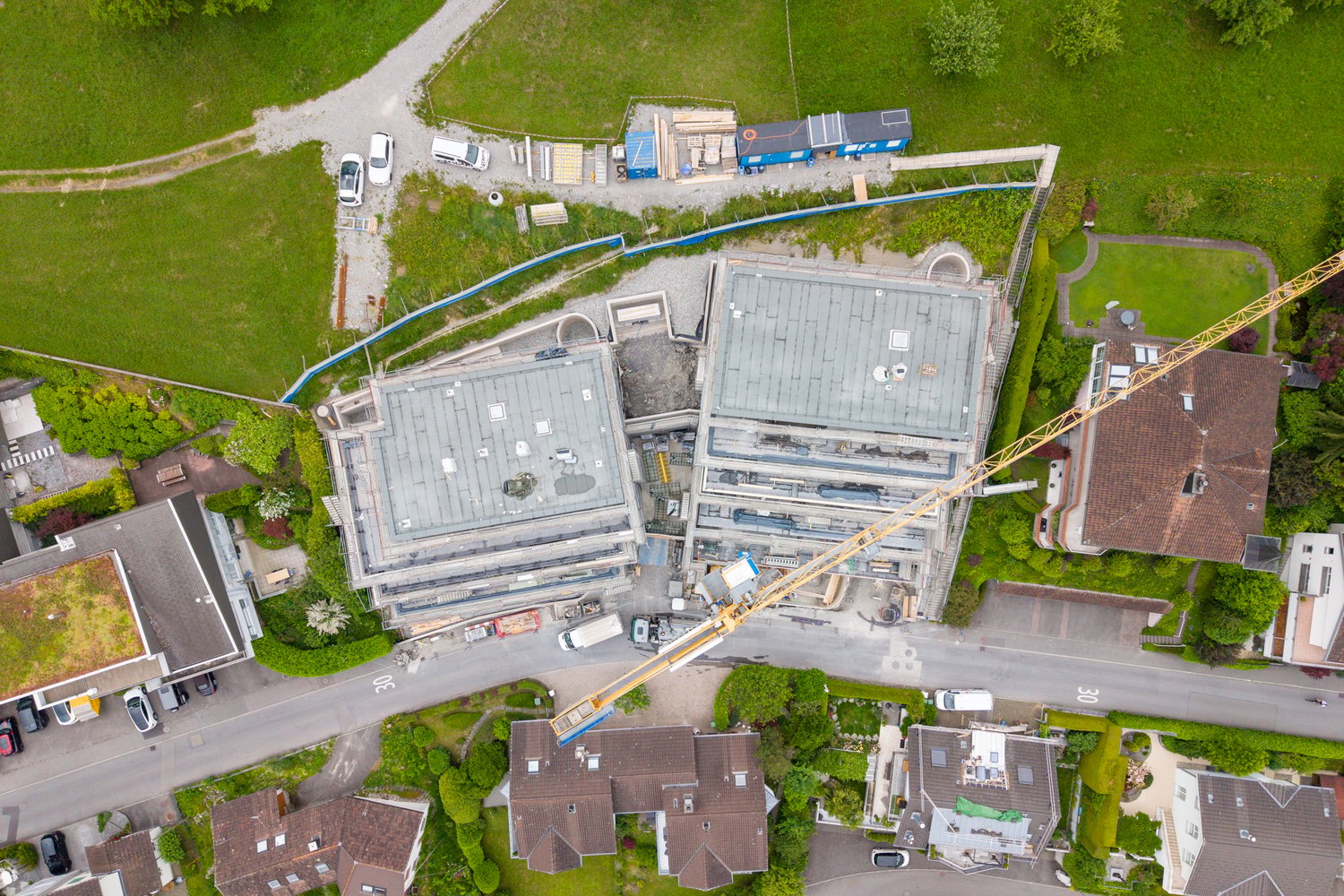 Vogelperspektive auf Baustelle in Hergiswil
