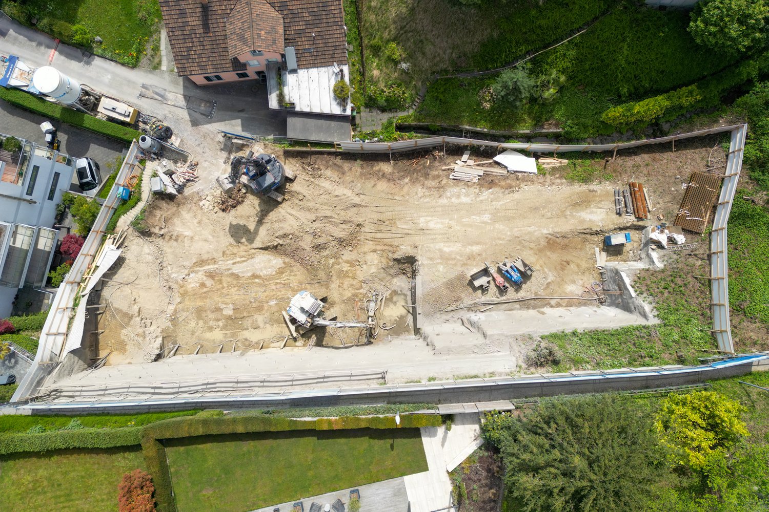 Drohenaufnahme vom Bauplatz in Thalwil